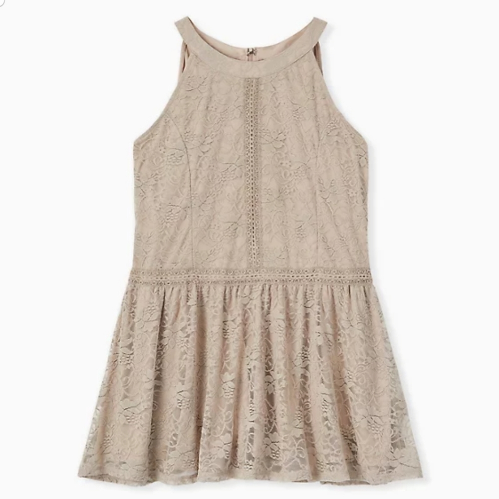 TORRID TAUPE LACE PEPLUM GODDESS TANK